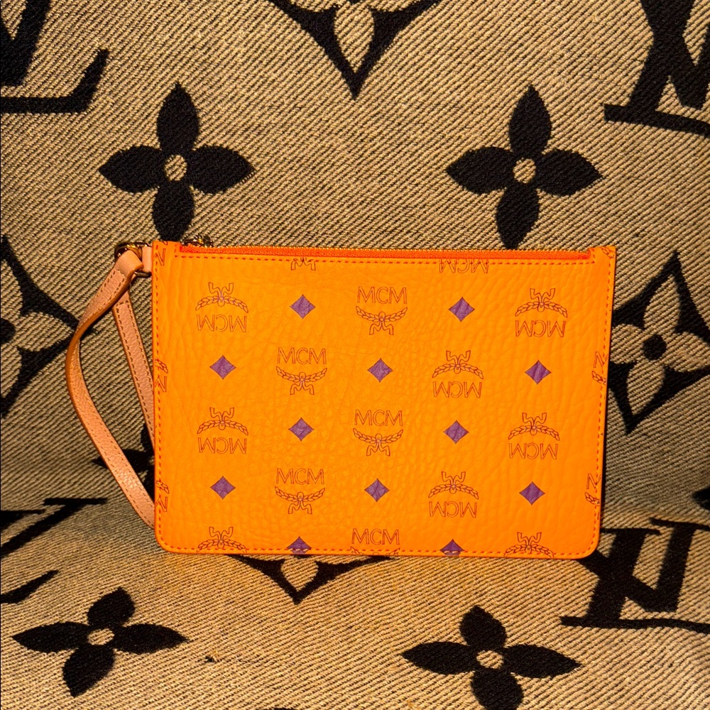 MCM Vibrant Orange and Purple Wristlet